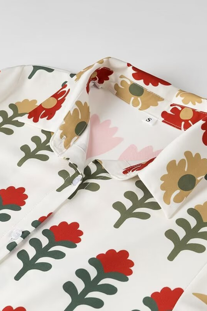 Positioning Plant Leaf Print Long Dress