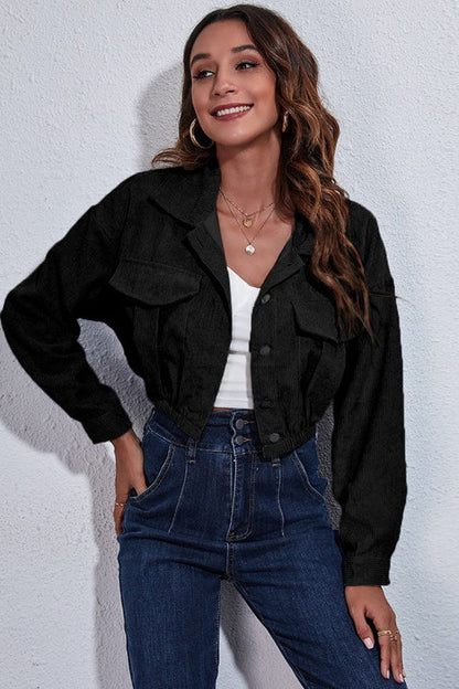 Cinched Waist Corduroy Jacket