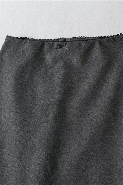 Lace Trimmed Plaid Bodycon Skirt