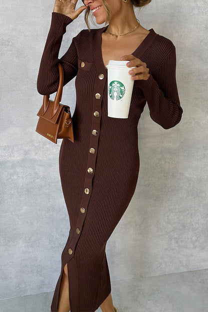 CHOCOLATE KNIT MIDI DRESS
