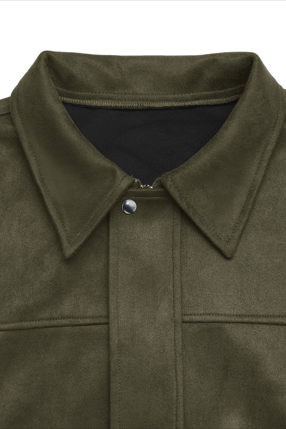 Lapel Collar Suede-Look Bomber Jacket