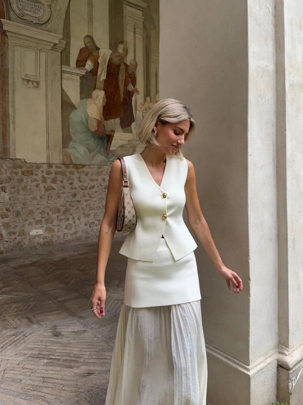 Elegant Knitted Vest & Long Skirt Matching Set