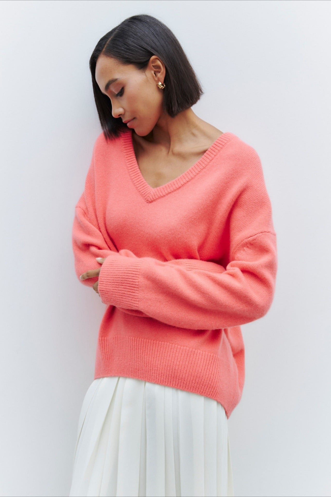 V Neck Long Sleeve Relaxed Sweater
