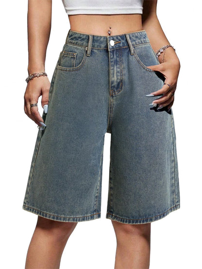 Women's Denim Shorts Mid-Low Waist Jean