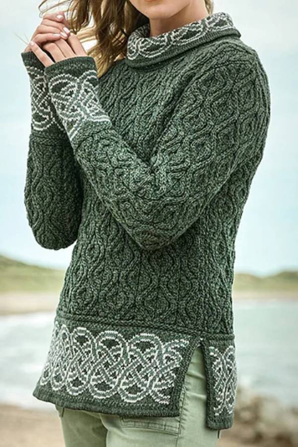 Woman Celtic Jacquard Aran Sweater