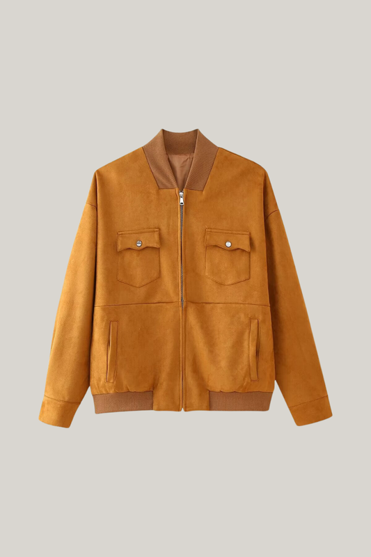 Drop Shoulder Suede Jacket