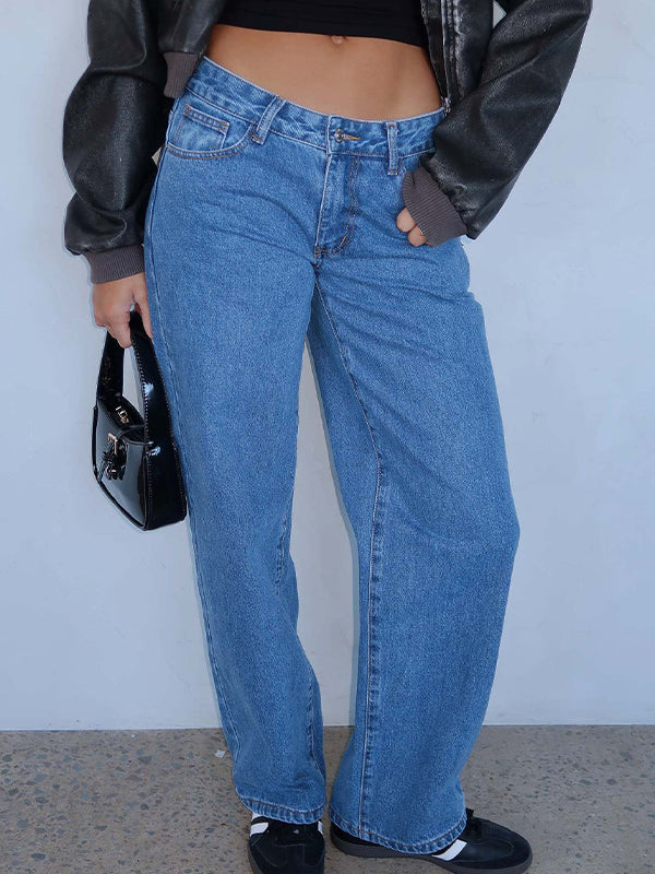 Versatile Simple Midriff Boyfriend Jeans