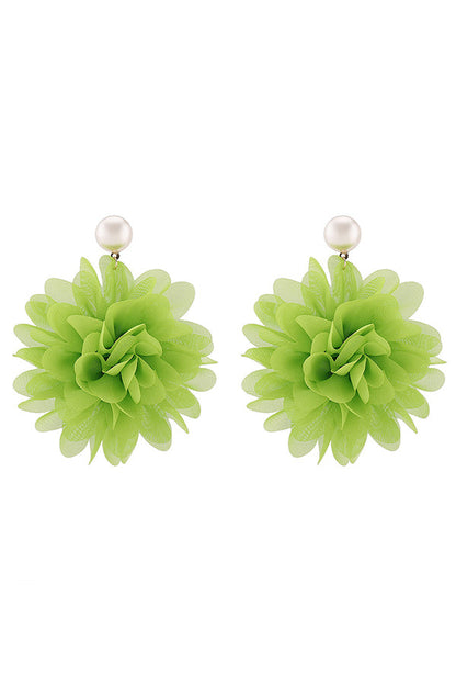 Fashion Holiday Fabric Floral Pearl Earrings
