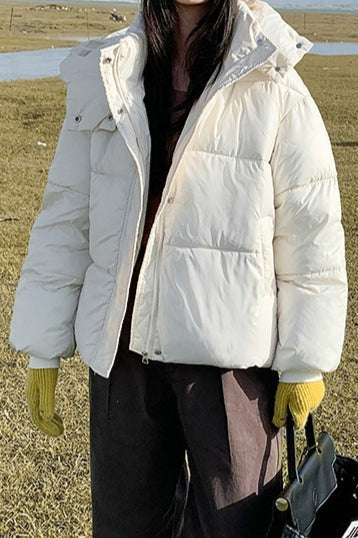 Cropped Plush Lined Oversized Puffer Jacket