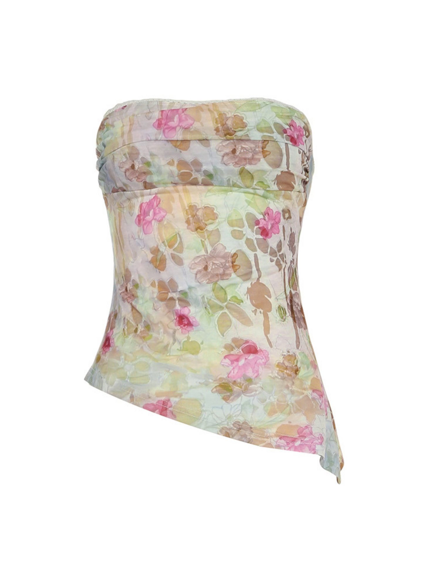 Irina Mesh Flroal Strapless Top