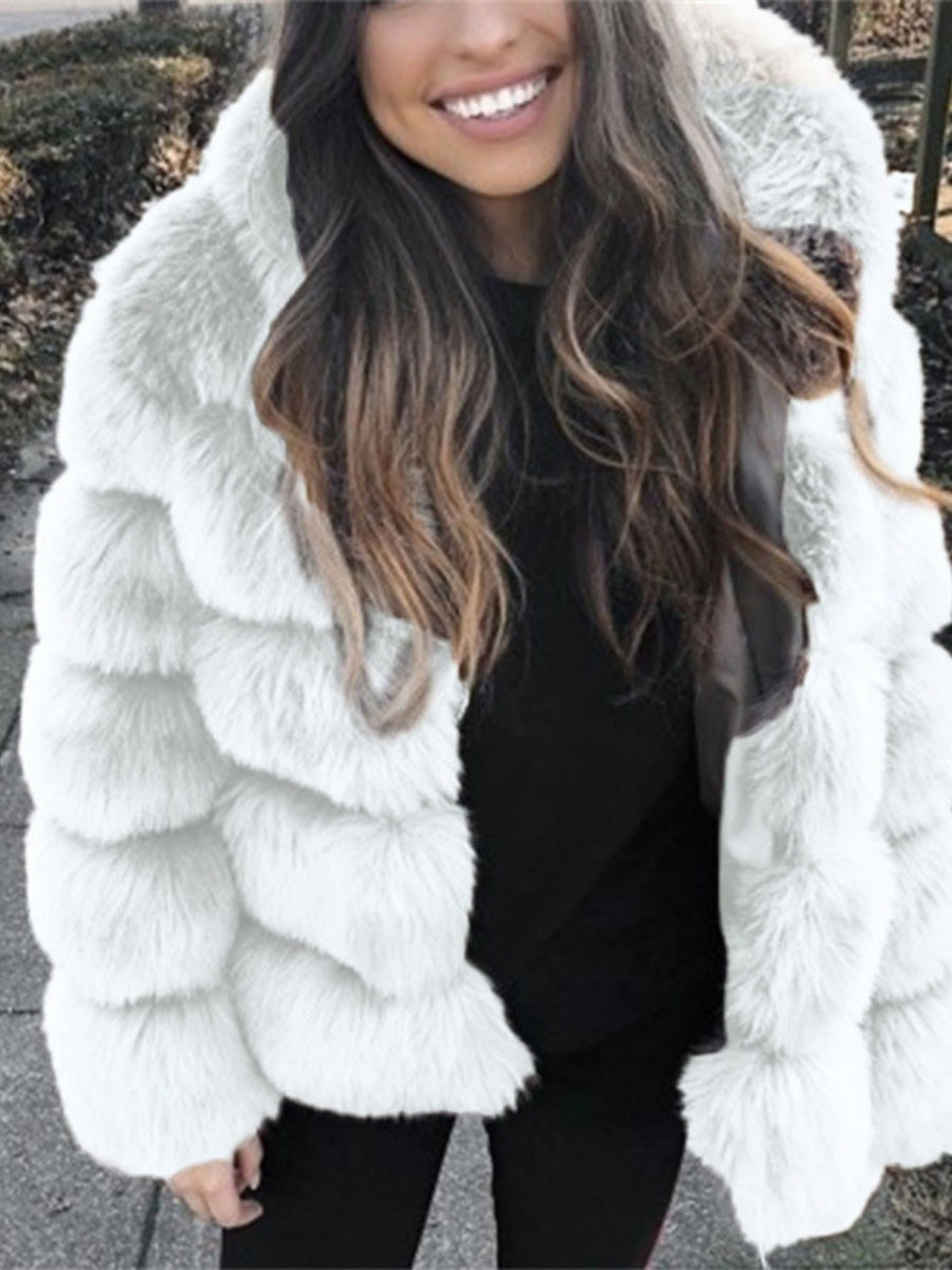 Artificial Fur Hooded Coat Parties Coats