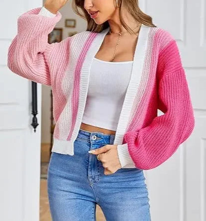 Dopamine Splicing Lazy Wind Knit Cardigan
