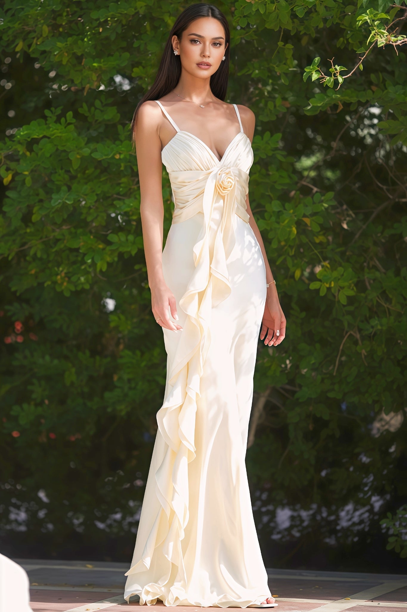 Paige 3D Floral Halter Maxi Dress