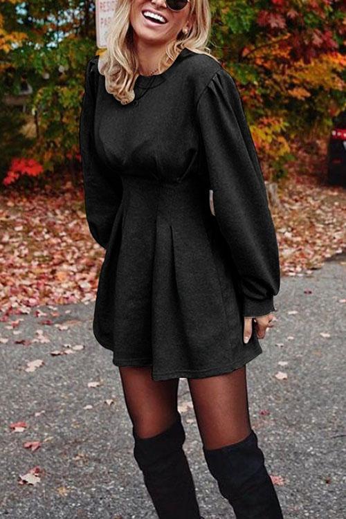 Ruched Waisted Swing Mini Dress(6 Colors Available)