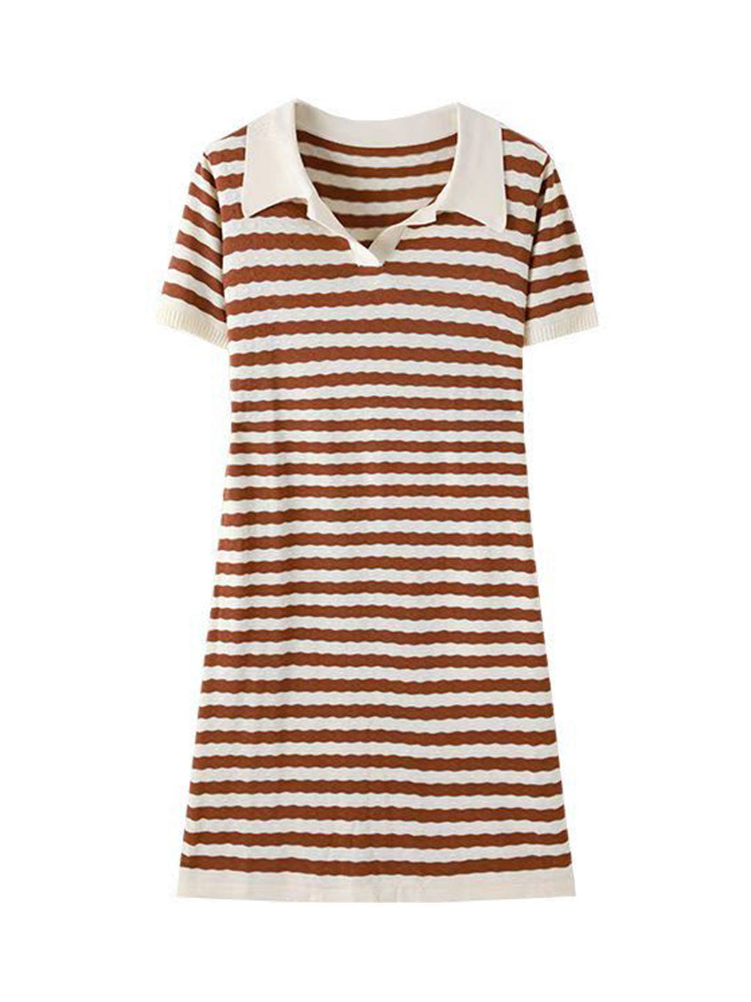 Alyssa Casual Striped Lapel Knitted Dress