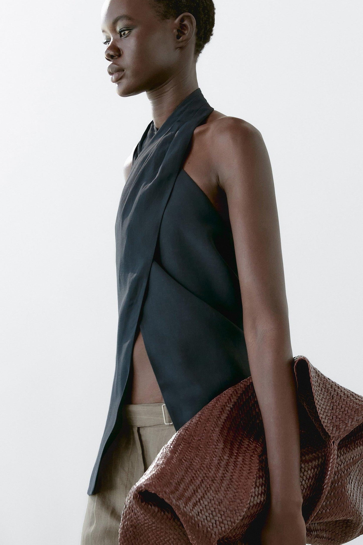 Halter Neck Back Neckline Top - Blue