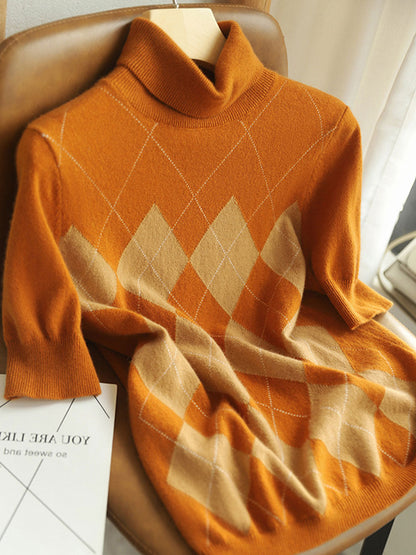 Chloe Vintage Diamond Turtleneck Knitted Top