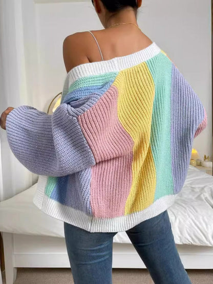 Color Color block matching Cardigans