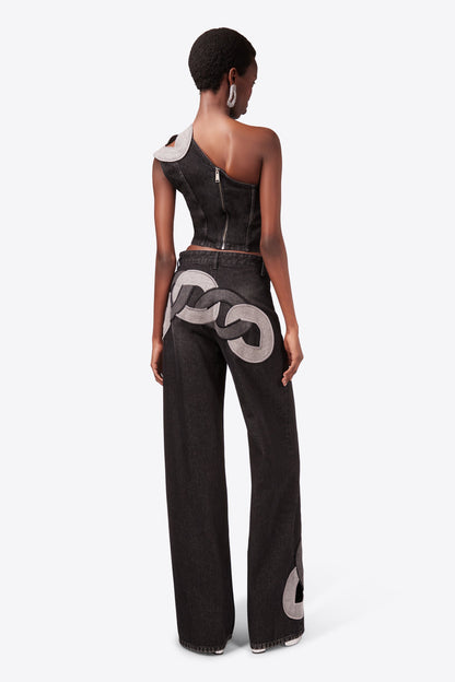 Lock Ring Type Irregular Jeans Set