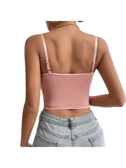 Embroidered Contrast Color Steel Ring Boning Corset Top