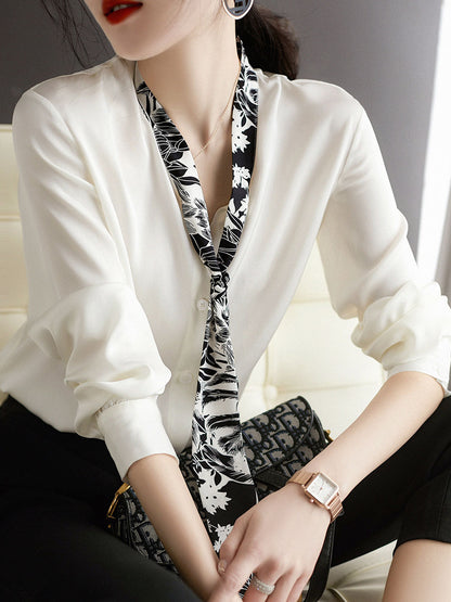 Camila Daily Printed Tie Chiffon Shirt