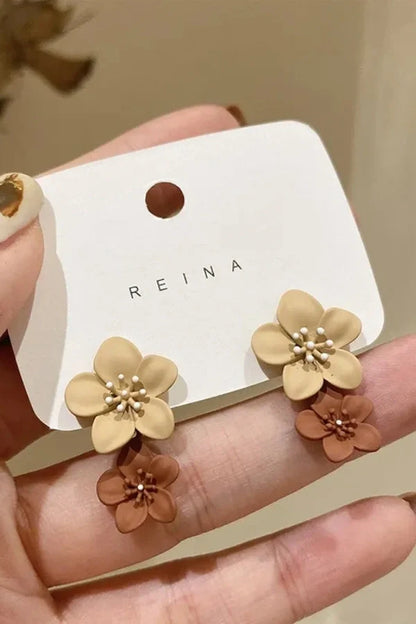 Flower Dual Tone Earrings