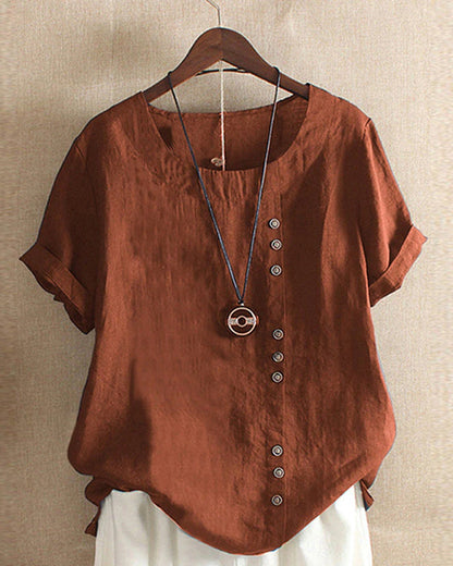 | Women’s Casual Blouse in Summer Fabric with Button Detail