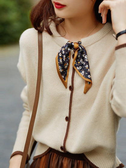 Aurora Vintage Crew Neck Cotton knitted Cardigan