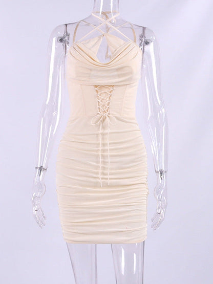 Boning Corset Hollow Out Criss Cross Backless Dress