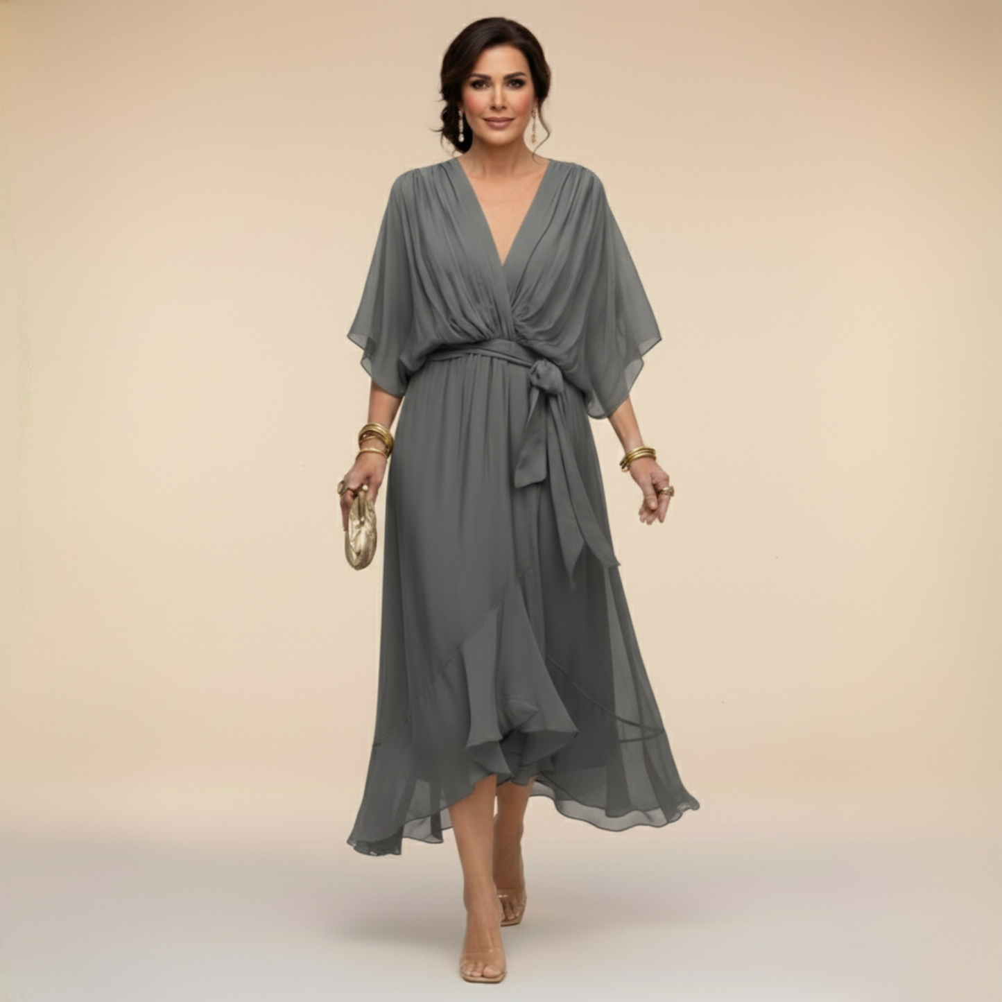 Elowen | V-Neck Chiffon Dress