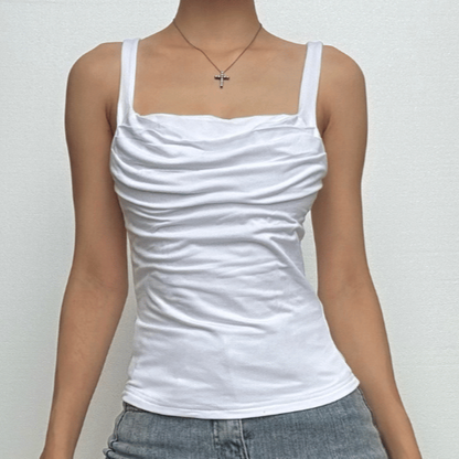 Sleeveless ruched solid backless cami top