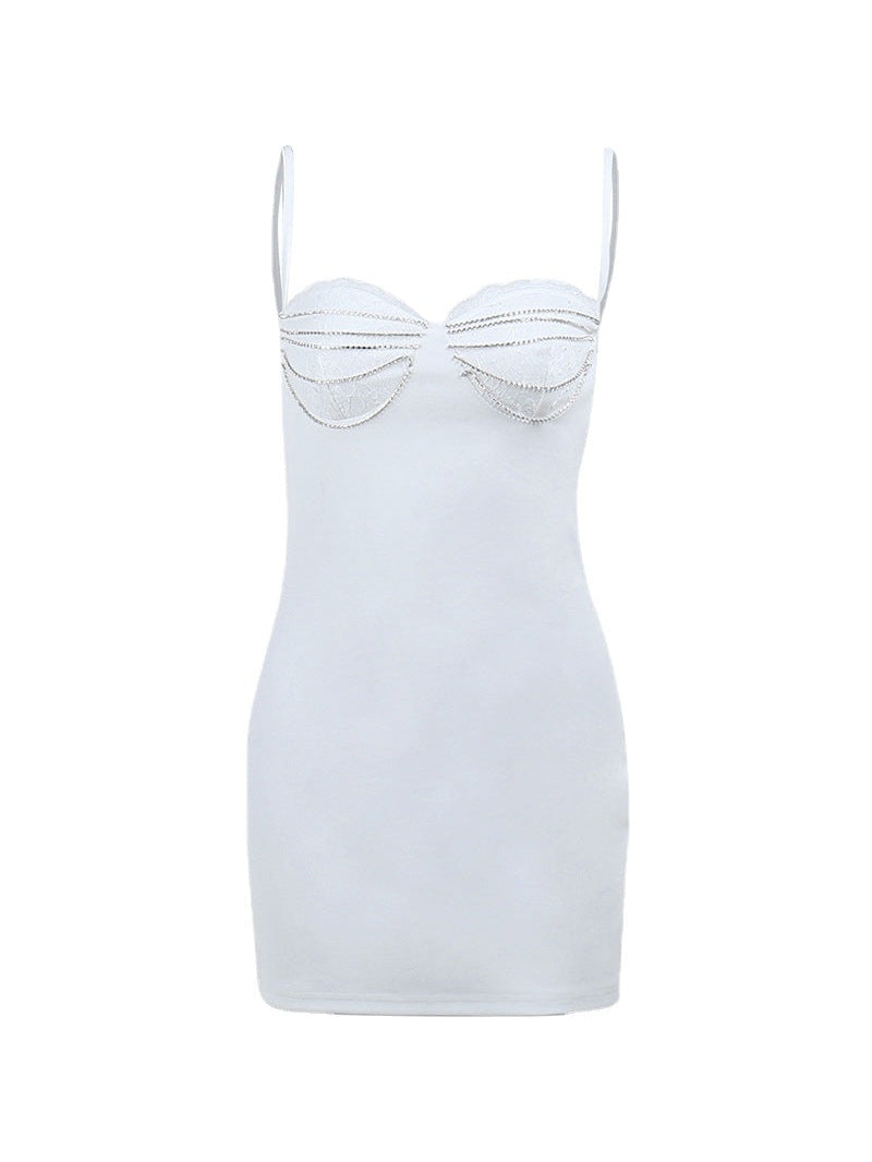 Chain Lace Chest Cup Strap Dress