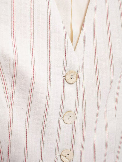 Striped Vest Waist Coat & Shorts With Belt Coord Set