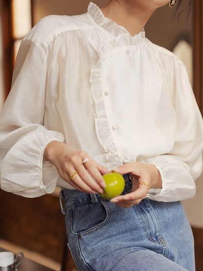 Bella Retro Collar Cotton Blouse