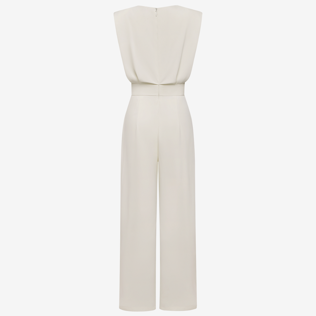 Women's High Neck Sleeveless Belted Jumpsuit – Tailored Formal Wear