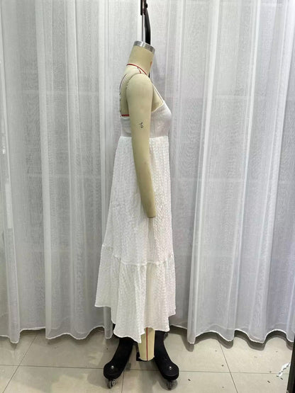 Jacquard Backless Tube Top Strap Dress
