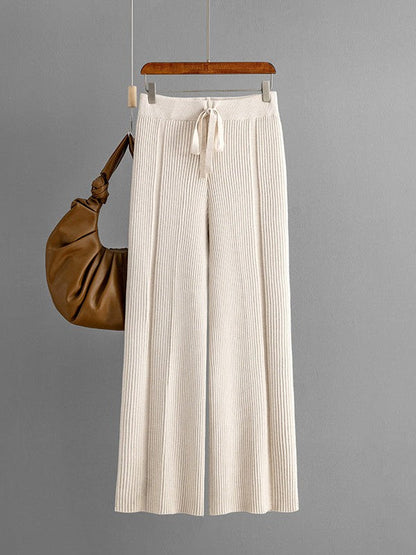 Wide Leg Knitted Stripe Pants