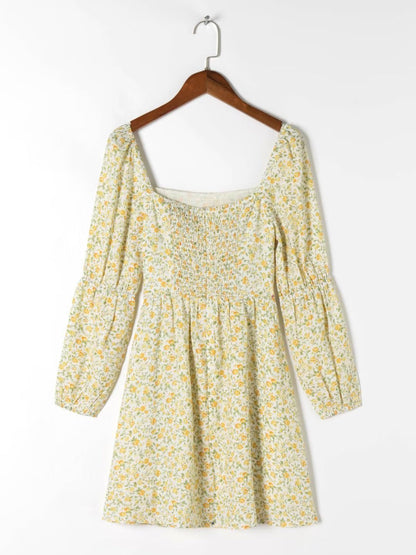 Square Collar Printed Summer Dress
