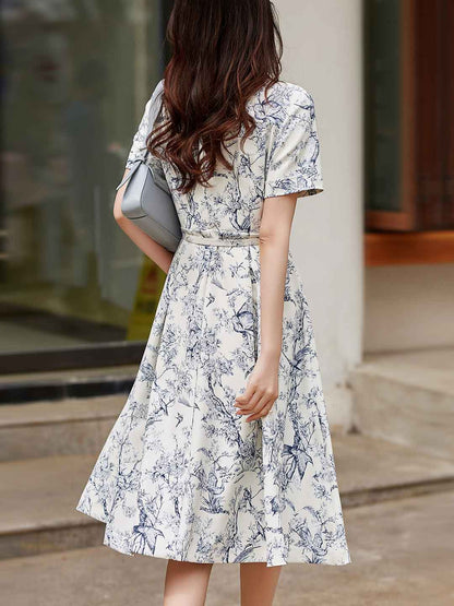 Gianna Elegant Lapel Printed Dress