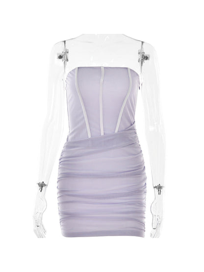 Tube Top Corset Meesh Short Bodycon Dress