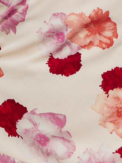 French Print V Neck Split Suspender Dress