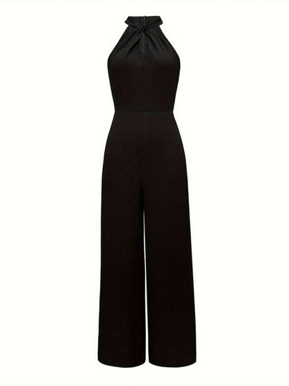 Halter Sleeveless Cross-cut Commuting Jumpsuits