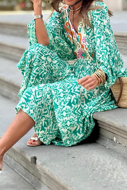 Summer V-Neck Floral Midi Dress