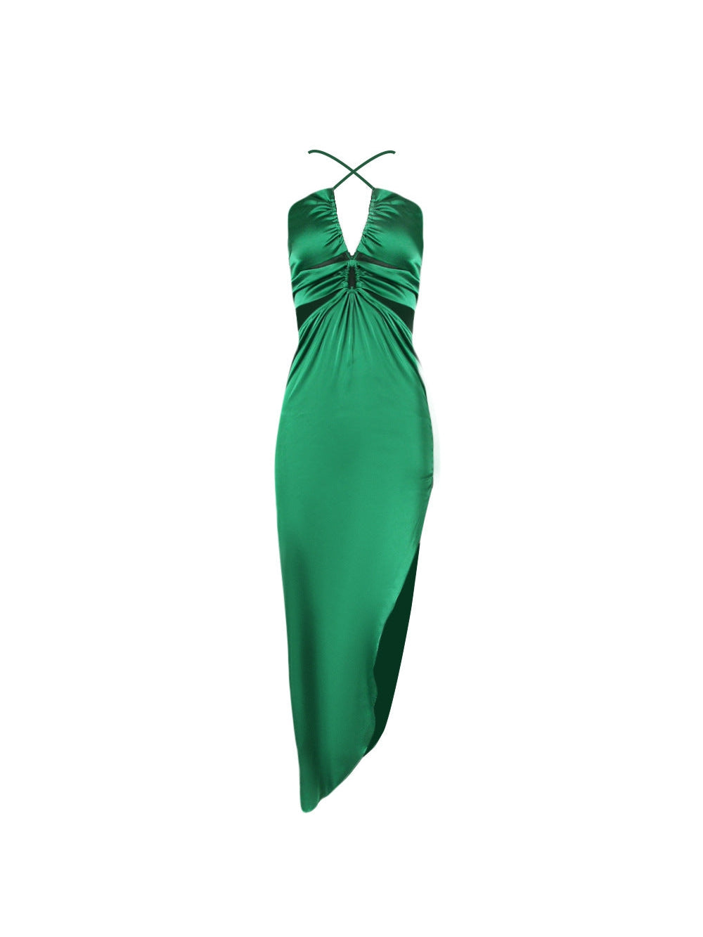 Halterneck High Slit Hollow Out Cutout Backless