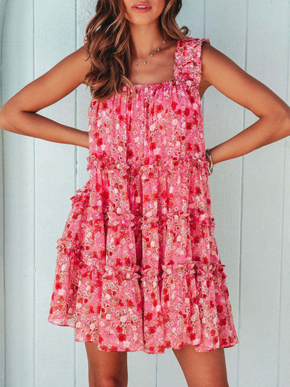 Floral Print Ruffle Cami Dress
