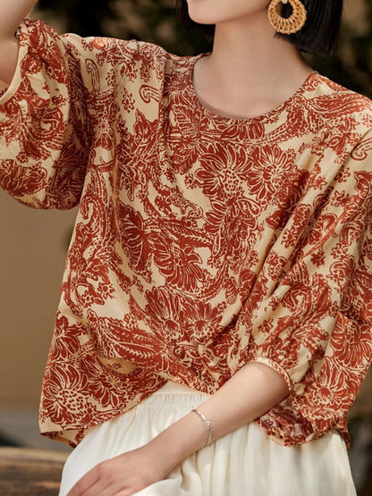 Jessica Loose Crew Neck Printed Top