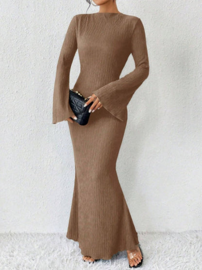 Hip-hugging Long Sleeve Slim-fit Maxi Dresses
