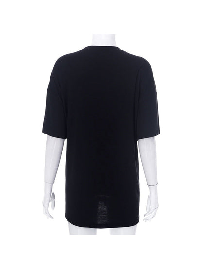 Short Sleeve Printing Long Loose T Shirt