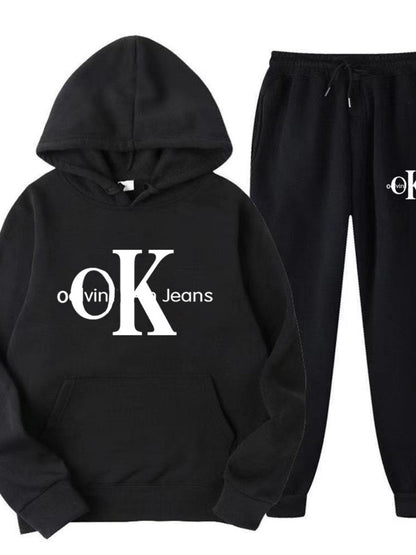 Sports Printed Hoodies Sweatpants 2-piece Sets
