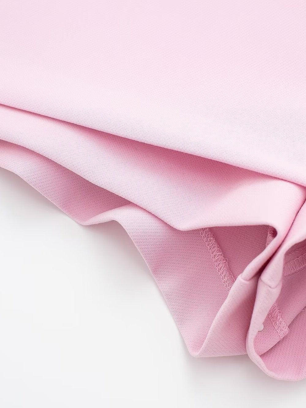 Pink Halterneck Waist Coat & Skort Skirt Coord Set